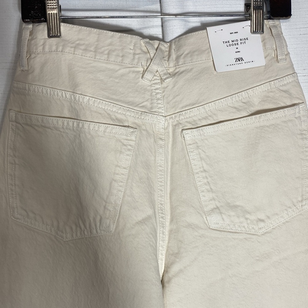 Zara Cream Wide Leg Jeans – Mid Rise | Size 4 | NWT - Picture 10 of 15